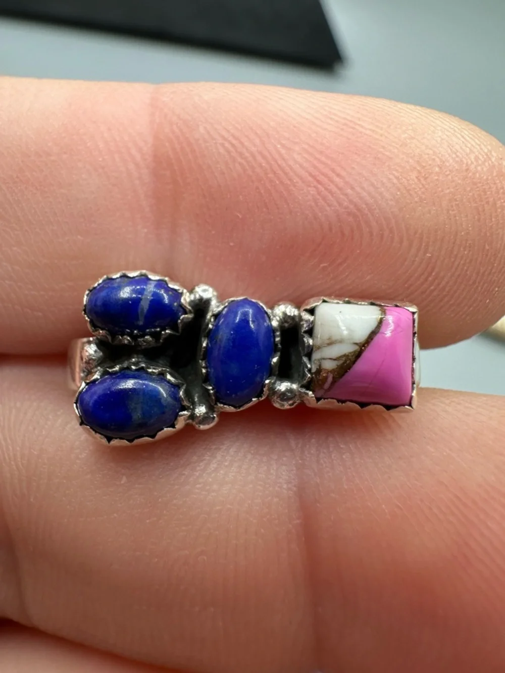 ⌚Cotton Candy Turquoise & Lapis Sterling Silver 925 Watch Band Charm Handmade